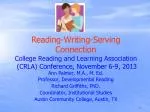 Enhancing Student Success: The Reading-Writing-Service Connection in Higher Education - slide 1