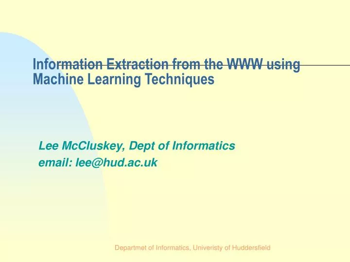 information extraction from the www using machine learning techniques