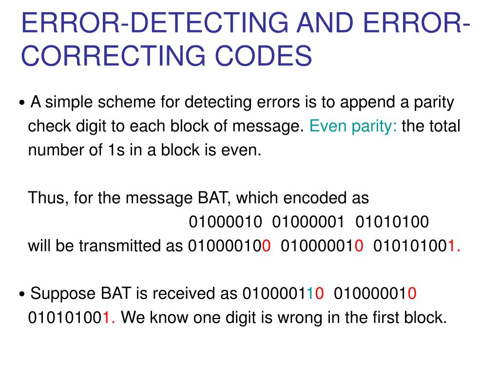 PPT - ERROR-DETECTING AND ERROR- CORRECTING CODES PowerPoint ...