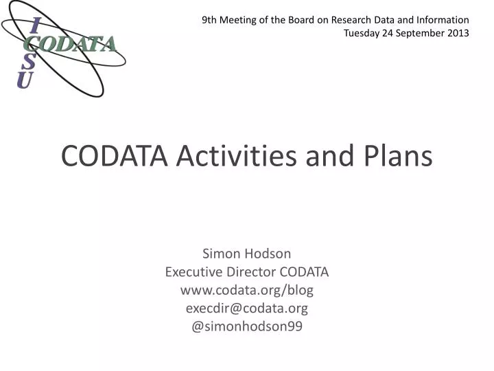 codata activities and plans