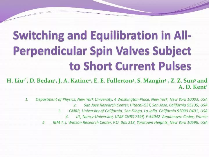 switching and equilibration in all perpendicular spin valves subject to short current pulses