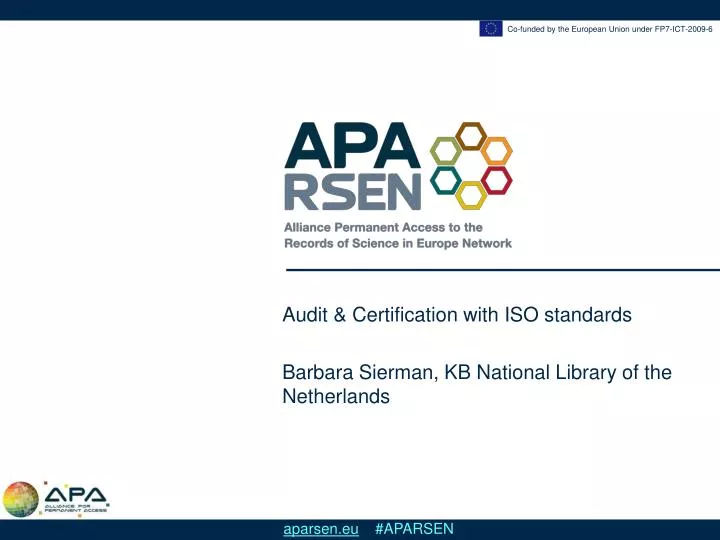 audit certification with iso standards barbara sierman kb national library of the netherlands