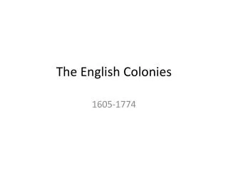 The English Colonies