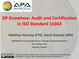 DP Knowhow: Audit and Certification in ISO Standard 16363