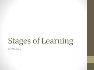 Stages of Learning