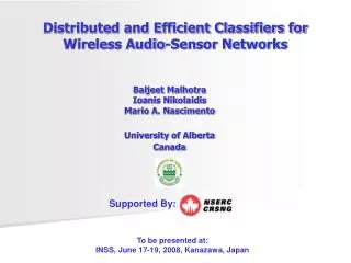 Distributed and Efficient Classifiers for Wireless Audio-Sensor Networks
