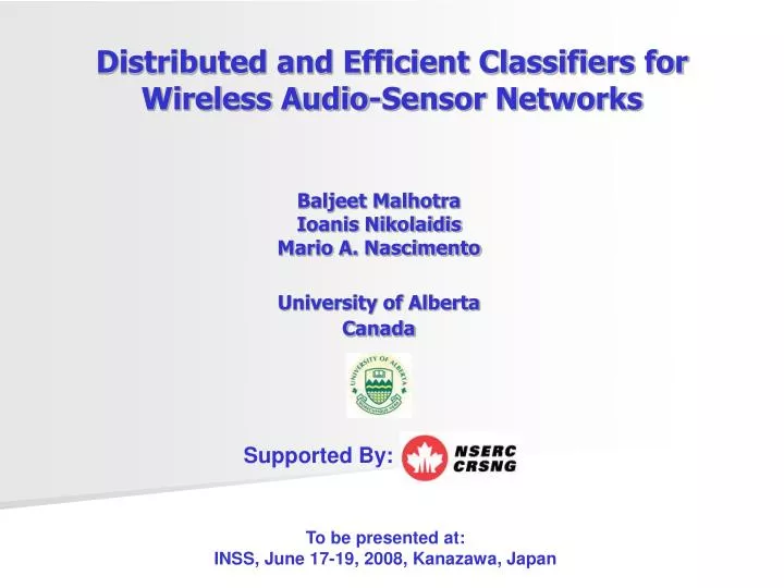 distributed and efficient classifiers for wireless audio sensor networks