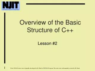 Overview of the Basic Structure of C++