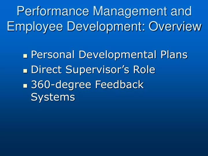 performance management and employee development overview