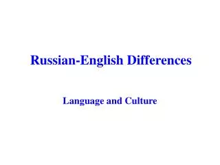 Russian-English Differences