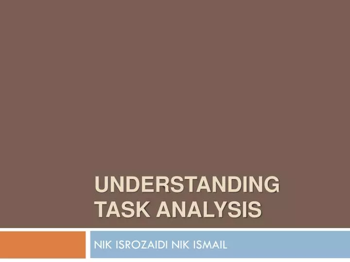 understanding task analysis
