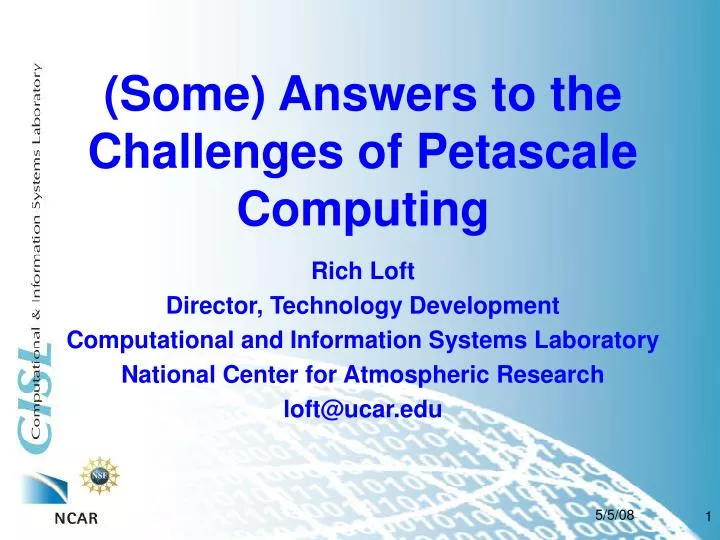 some answers to the challenges of petascale computing