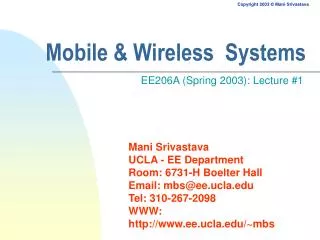 Mobile &amp; Wireless Systems