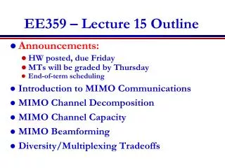 EE359 – Lecture 15 Outline