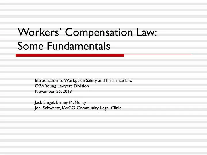 workers compensation law some fundamentals