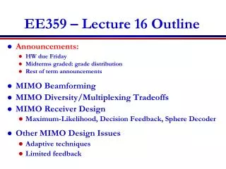 EE359 – Lecture 16 Outline