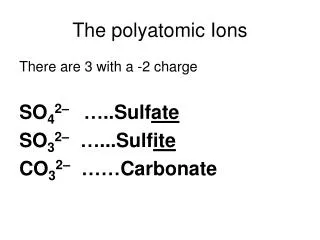 The polyatomic Ions