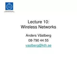 Lecture 10: Wireless Networks