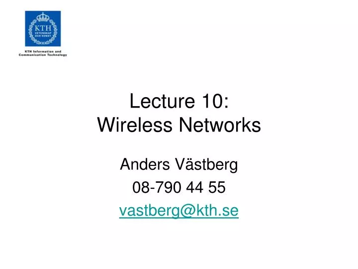 lecture 10 wireless networks