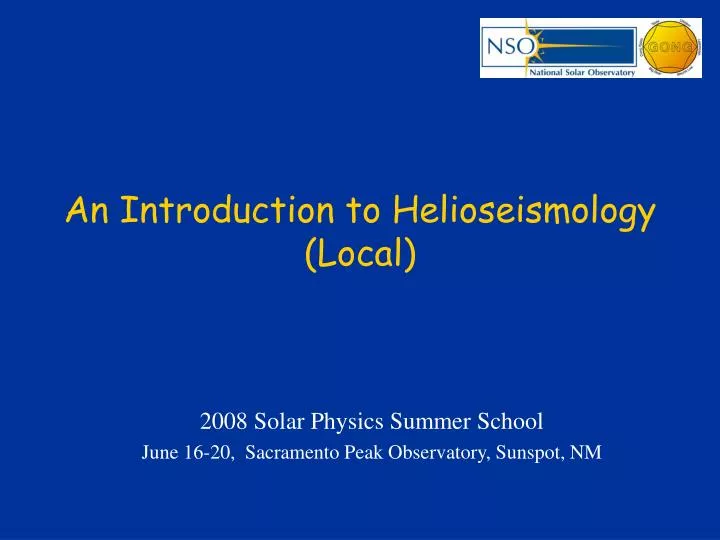 an introduction to helioseismology local