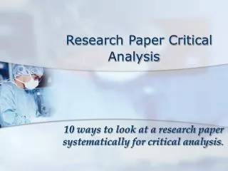 Research Paper Critical Analysis