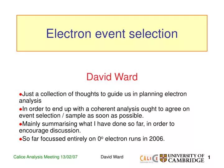 electron event selection