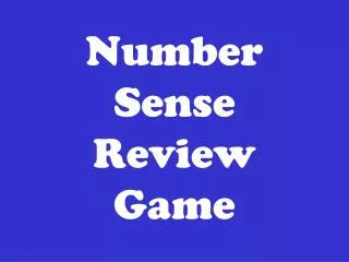 Number Sense Review Game