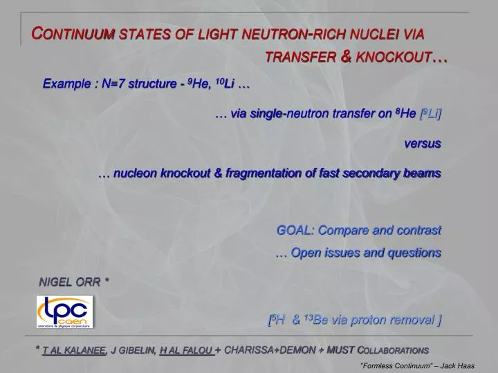 continuum states of light neutron rich nuclei via transfer knockout
