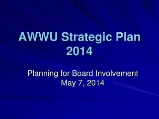 AWWU Strategic Plan 2014