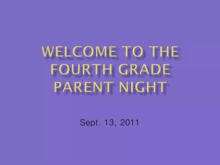 welcome to the fourth grade parent night