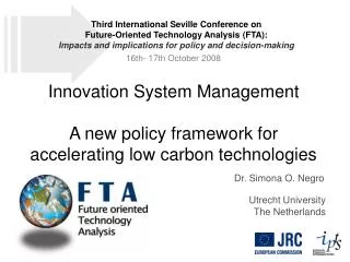 Innovation System Management A new policy framework for accelerating low carbon technologies