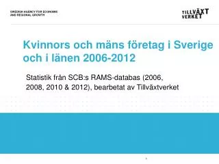 Kvinnors och mäns företag i Sverige och i länen 2006-2012