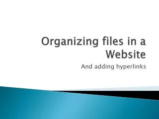 Organizing files in a Website
