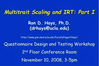 Multitrait Scaling and IRT: Part I