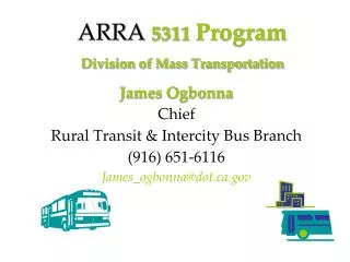 ARRA 5311 Program Division of Mass Transportation