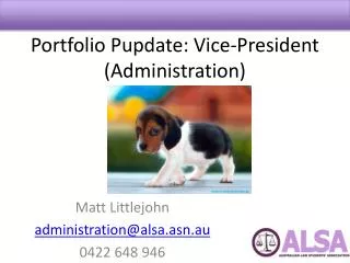 Portfolio Pupdate : Vice-President (Administration)
