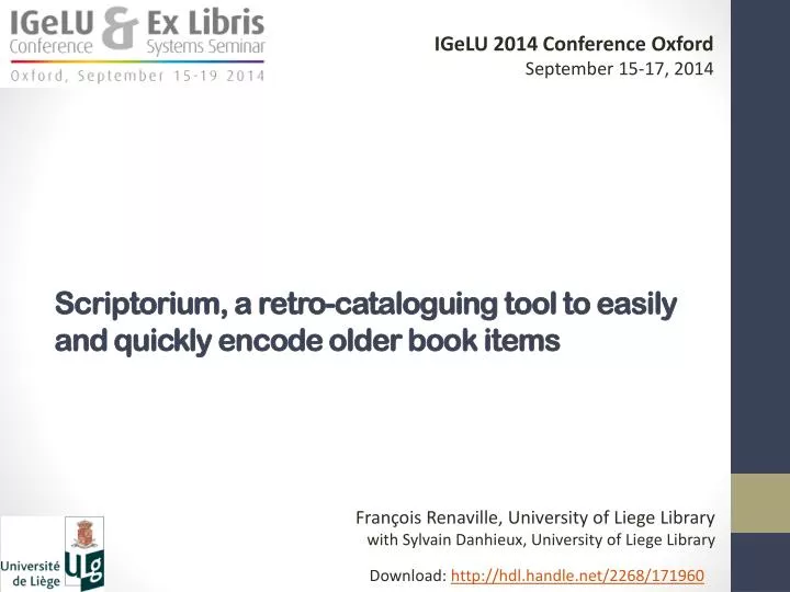 scriptorium a retro cataloguing tool to easily and quickly encode older book items