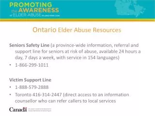 Ontario Elder Abuse Resources