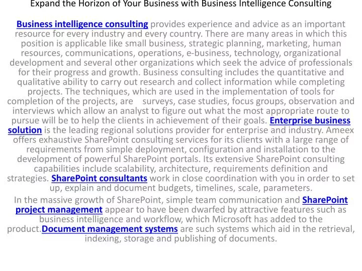 expand the horizon of your business with business intelligence consulting