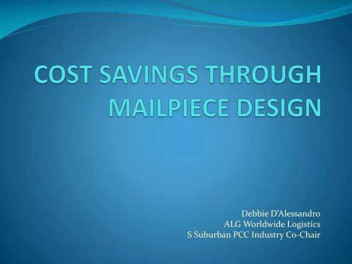 cost savings through mailpiece design