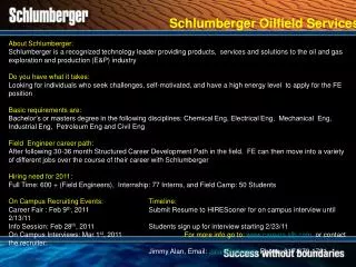 Schlumberger Oilfield Services