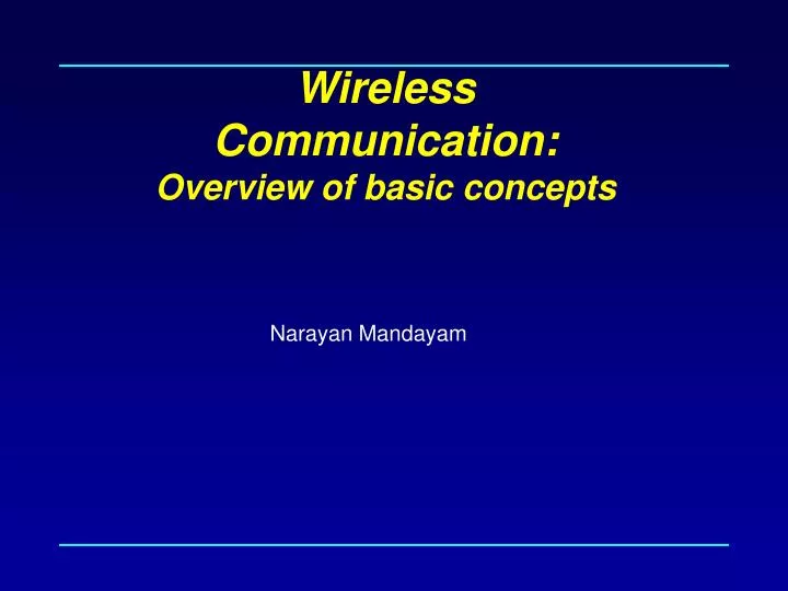 wireless communication overview of basic concepts