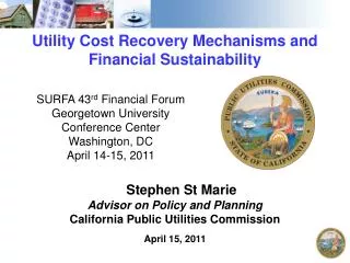 Utility Cost Recovery Mechanisms and Financial Sustainability
