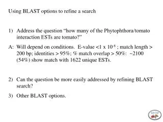 Using BLAST options to refine a search