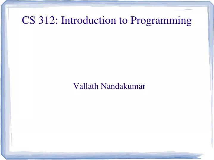 cs 312 introduction to programming