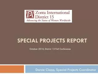 Special projects report