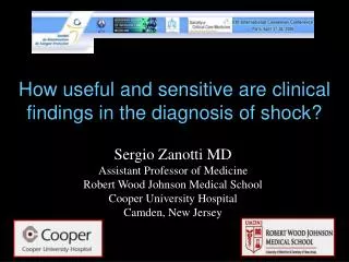 How useful and sensitive are clinical findings in the diagnosis of shock?