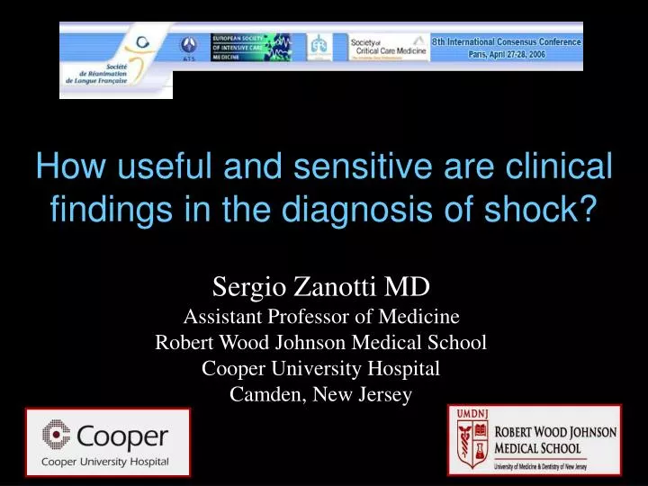 how useful and sensitive are clinical findings in the diagnosis of shock
