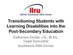 Transitioning Students with Learning Disabilities into the Post-Secondary Education - slide 1