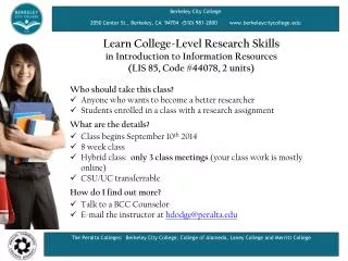 Learn College-Level Research Skills in Introduction to Information Resources